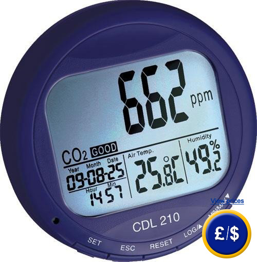 CO2 Meter series CDL 210 with temperature and moisture indicator