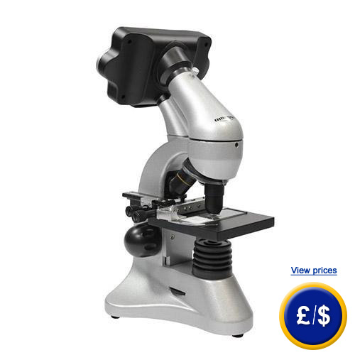 The microscope camera Omegon 20 474 offers all beginners and advanced users of microscopes great fun, allowing for optimal microscopy experience for young and old. Grade for microscope camera, this Einseige many advantages, since it allows observation of the large-sized LCD display makes it very pleasant. The observed objects are shown clearly on the 3.5 inch color screen of the microscope camera, which is simultaneously responsible for ensuring that an observation is possible with several people. You do not have to resort to the traditional way of microscopy, but only one person to look through an eyepiece had to, but you can travel comfortably with friends or family the object that lies on the slide of the camera microscope to look. Besides being able to see the object only with the microscope camera, images that are displayed on the LCD display can be easily recorded by pressing a button as a photo. This is possible, therefore, since this camera microscope - as the name suggests - has a camera. The digital camera of the microscope camera also has a video function that allows movement of objects can be documented in a video. Such photos and videos of the user stored on the memory card from the camera and microscope after use through the USB port or using a card reader, be transferred to a computer. This gives you the recorded media to use are still available. The delivery of our microscope camera, a 128MB memory card included, which offers the possibility of a large number of photographs and videos taken with the 2 megapixel camera store. With a built-in SD card slot, the size of the storage medium of the camera microscope is not limited. Each user can thus easily determine individually how large the storage capacity should be of his camera microscope. Because of the diverse functions of the camera microscope is ideally suited for school purposes, and demonstrations of all kinds doing so, the operation is limited by our camera microscope, but not at the view of objects on the LCD display, but it also offers the opportunity to object to the classical way to consider two different eyepieces. When microscopy with the microscope camera, users can choose between different magnifications. While providing the nosepiece a magnification of 40 to 400-fold, wherein the digital zoom then can still bring about a 1600-fold magnification. As an added feature of the camera microscope is also called to the LED lighting, which allows on or transmitted light. If you have any questions about camera microscope Omegon 20 474, look at the following technical data or use our contact form or call us on: 01805 976 99 0 (14 min cents / from the landline, up 42 cents / min. ger the cellular network). Our technicians and engineers will be very happy about the camera microscopes or any other product on the field of control technology, laboratory equipment, instrumentation, or the scales of the PCE Germany GmbH